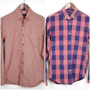 J. CREW Pink Plaid & Solid Red Long Sleeve Shirts